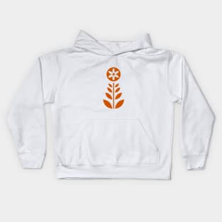 Scandinavian Retro Flowers Burnt Orange on Beige Kids Hoodie